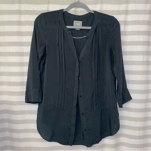 EUC Maeve Sz 2 top spruce green button down 3/4 sleeve top